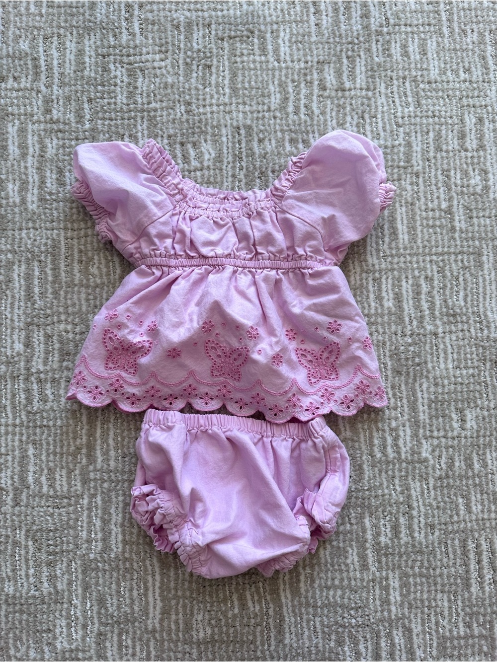 GAP Pink Eyelet Butterfly Top & Bloomers Set